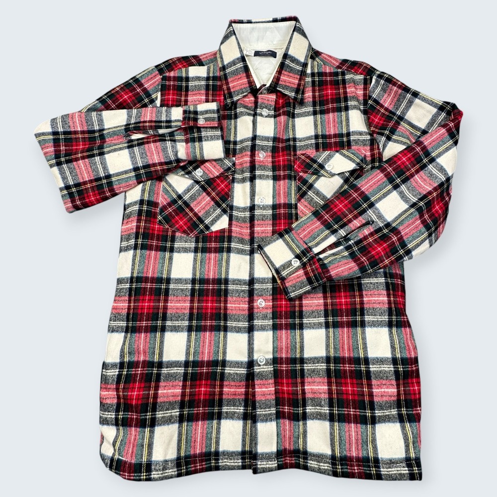 Wrangler Quilted Flannel Shirt Jacket Mens L Red Plaid Vintage 90s/ Y2K Shacket